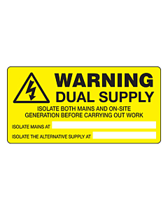 Warning Dual Supply Labels 100x50mm
