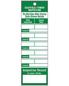 Scaffold Safety Inspection Tags 50x160mm