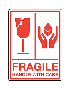 Fragile Handle With Care Labels 75x100mm