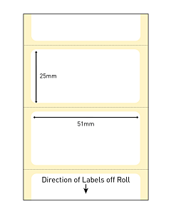 51x25mm Direct Thermal Paper Labels Permanent