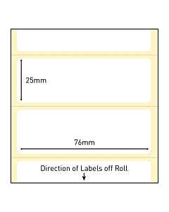 76x25mm Direct Thermal Paper Labels Permanent