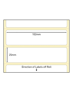 102x25mm Direct Thermal Paper Labels Permanent
