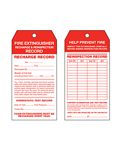 Fire Extinguisher Recharge & Reinspection Tags 134x67mm