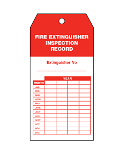 Fire Extinguisher Inspection Record Tags 134x67mm