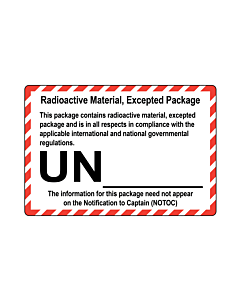 Radioactive Material Excepted Package Labels 110x75mm