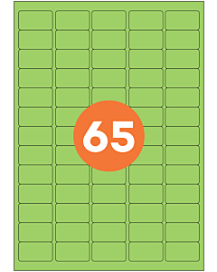 A4 Label Sheets 65 Labels Per Sheet 38x21mm Green Permanent