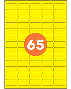 A4 Label Sheets 65 Labels Per Sheet 38x21mm Yellow Permanent