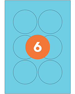 A4 Label Sheets 6 Labels Per Sheet 76mm Diameter Blue Permanent