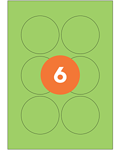 A4 Label Sheets 6 Labels Per Sheet 76mm Diameter Green Permanent