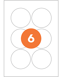 A4 Label Sheets 6 Labels Per Sheet 76mm Diameter White Removable