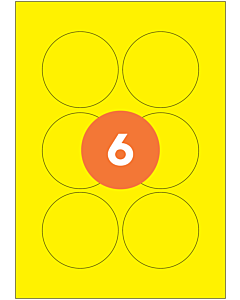 A4 Label Sheets 6 Labels Per Sheet 76mm Diameter Yellow Permanent