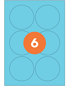 A4 Label Sheets 6 Labels Per Sheet 85mm Diameter Blue Permanent