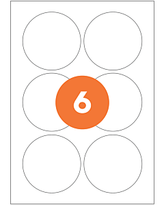 A4 Label Sheets 6 Labels Per Sheet 85mm Diameter White Permanent
