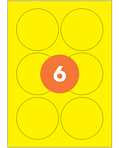 A4 Label Sheets 6 Labels Per Sheet 85mm Diameter Yellow Permanent