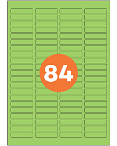 A4 Label Sheets 84 Labels Per Sheet 46x11mm Green Permanent