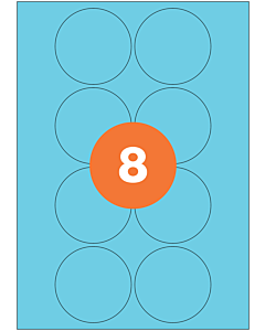 A4 Label Sheets 8 Labels Per Sheet 69mm Diameter Blue Permanent