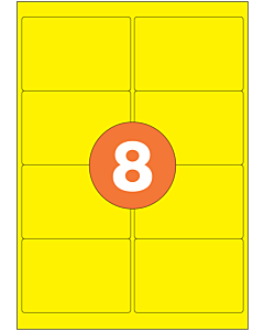 A4 Label Sheets 8 Labels Per Sheet 99x68mm Yellow Permanent