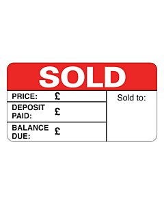 Sold Labels 63x33mm Removable