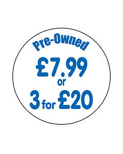 Pre Owned 7.99 or 3 for 20 Labels