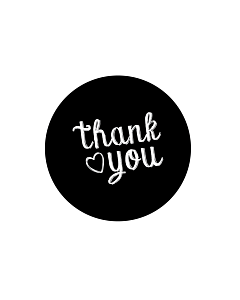 Black Thank You Stickers 40mm