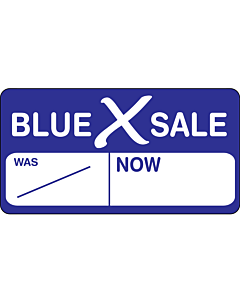 Blue X Sale Was / Now Stickers 63x33mm Removable