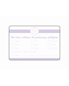 Cake Box Allergen Stickers Purple 76x51mm