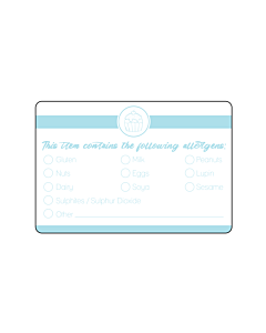 Cake Box Allergen Stickers Blue 76x51mm