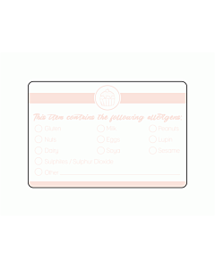 Cake Box Allergen Stickers Pink 76x51mm