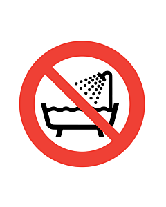 Do Not Use Device in Bathtub, Shower or Water-filled Reservoir Labels
