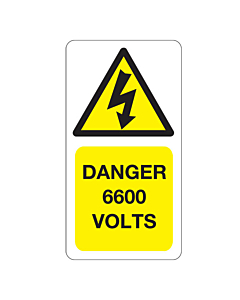 6600 Volts Labels 33x63mm