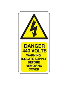Danger 440 Volts Isolate Supply Labels 25x50mm