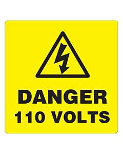 Danger 110 Volts Labels 100x100mm