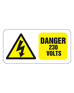 Danger 230 Volts Labels 50x25mm