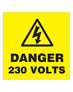 Danger 230 Volts Labels 100x100mm