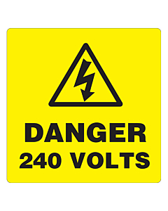 Danger 240 Volts Stickers 100x100mm