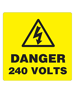 Danger 240 Volts Labels 50x50mm