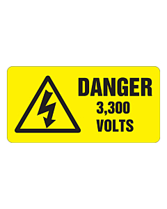 Danger 3300 Volts Labels 100x50mm