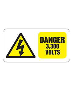 Danger 3300 Volts Labels 50x25mm