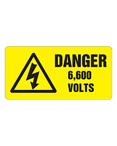 Danger 6600 Volts Labels 100x50mm
