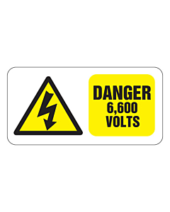 Danger 6600 Volts Labels 50x25mm
