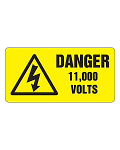 Danger 11000 Volts Labels 50x25mm