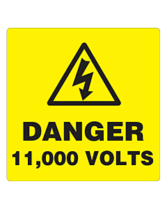 Danger 11000 Volts Labels 100x100mm