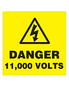 Danger 11000 Volts Labels 50x50mm