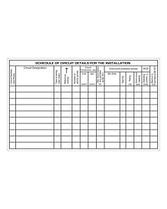 Electrical Schedule of Circuit Detail Labels 140x85mm