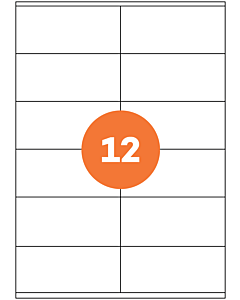 A4 Sheet Labels 12 Labels Per Sheet 105x48mm White Permanent