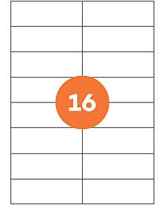 A4 Sheet Labels 16 Labels Per Sheet 105x37mm White Permanent