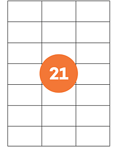 A4 Sheet Labels 21 Labels Per Sheet 70x38mm White Permanent