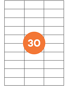 A4 Sheet Labels 30 Labels Per Sheet 70x30mm White Permanent