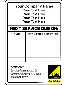 Gas Safe Boiler Service Stickers 95x65mm