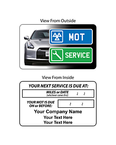 Personalised MOT / Service Reminder Window Stickers 60x35mm